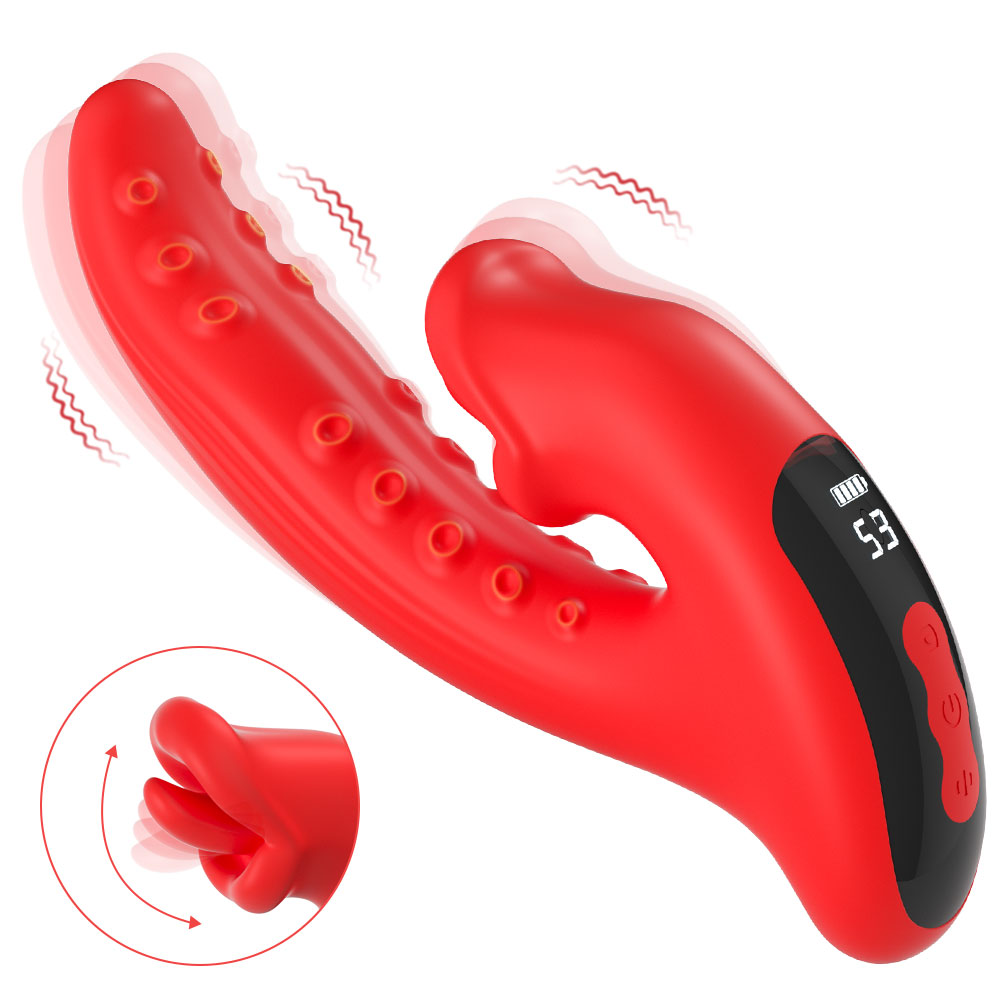 Red Dragon Tongue dual-action personal massager shown at an angle